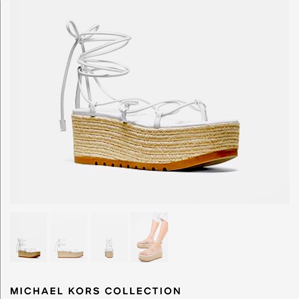 New MK Mabal Leather Platform Espadrille 38.5